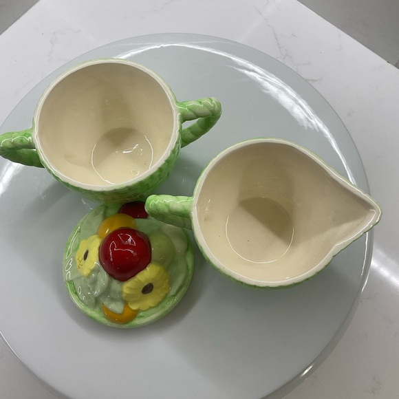 Vintage 70’s Fruit Basket Ceramic Sugar & Creamer Set - Picture 7 of 11